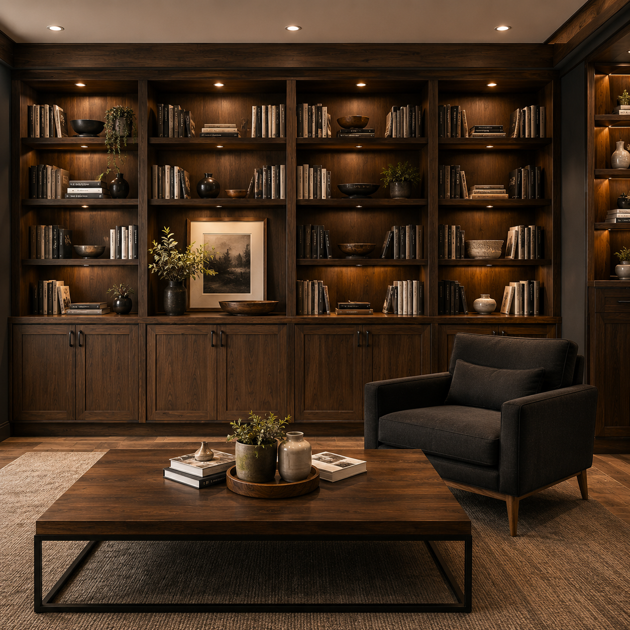 White oak built-in library