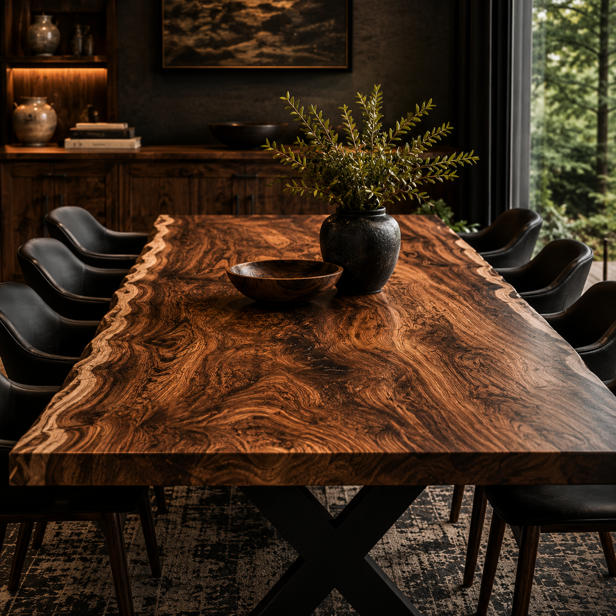 Live edge walnut dining table